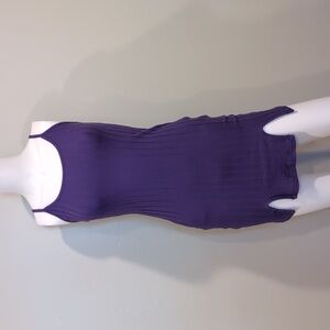 SHEIN Purple Ribbed Knit Scoop Neck Slit Hem Mini Dress With Adjustable Straps S